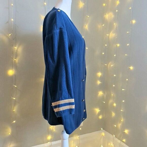 Vintage 1990s Lizsport Knit Cardigan Sweater Double Breasted Nautical Preppy SP - Picture 6 of 11